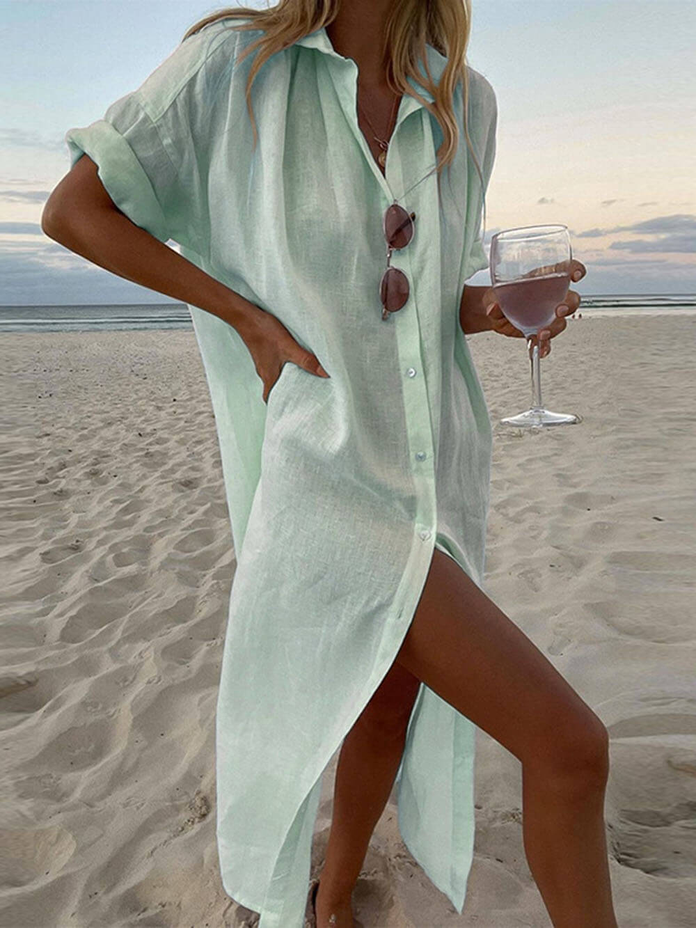 Vestido Camisero Maxi Sencillo