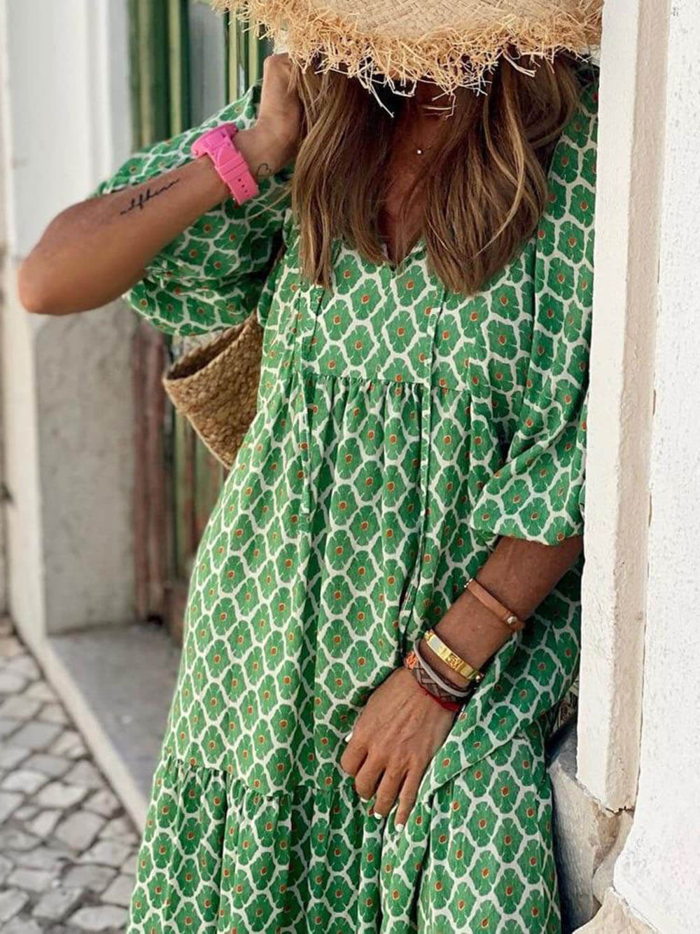 Vestido largo bohemio estampado
