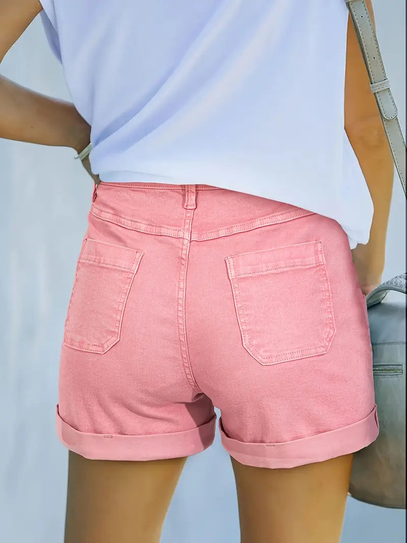 Pantalones cortos elásticos de mezclilla Lila Vintage