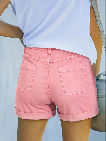 Pantalones cortos elásticos de mezclilla Lila Vintage