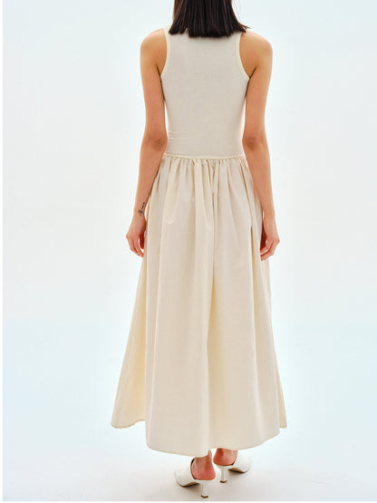 Vestido largo de cuello redondo informal