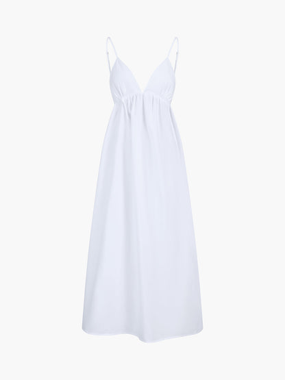 Vestido largo con espalda descubierta estilo vaquera de costa