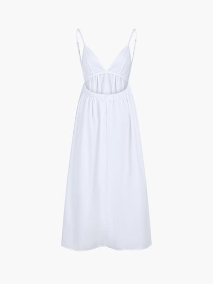 Vestido largo con espalda descubierta estilo vaquera de costa