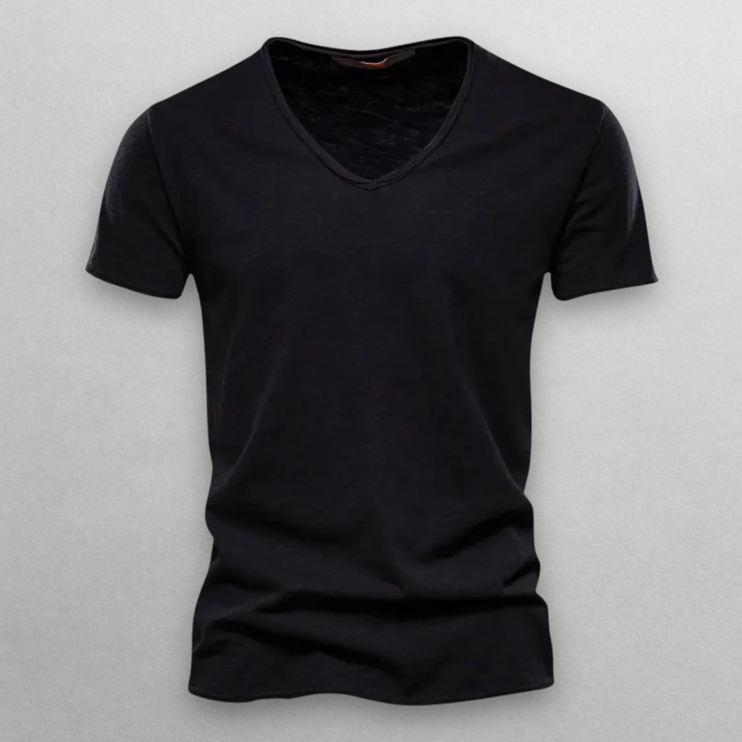 CAMISETA DE ALGODÓN CON CUELLO DE PICO NORI