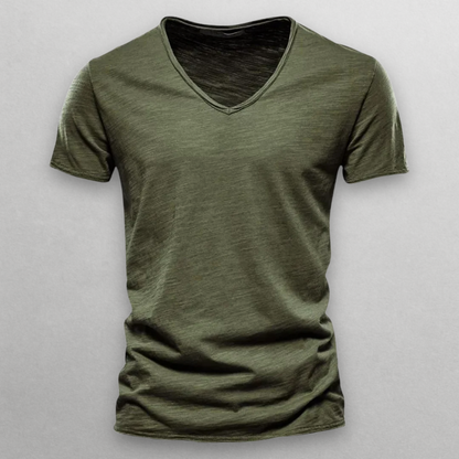 CAMISETA DE ALGODÓN CON CUELLO DE PICO NORI