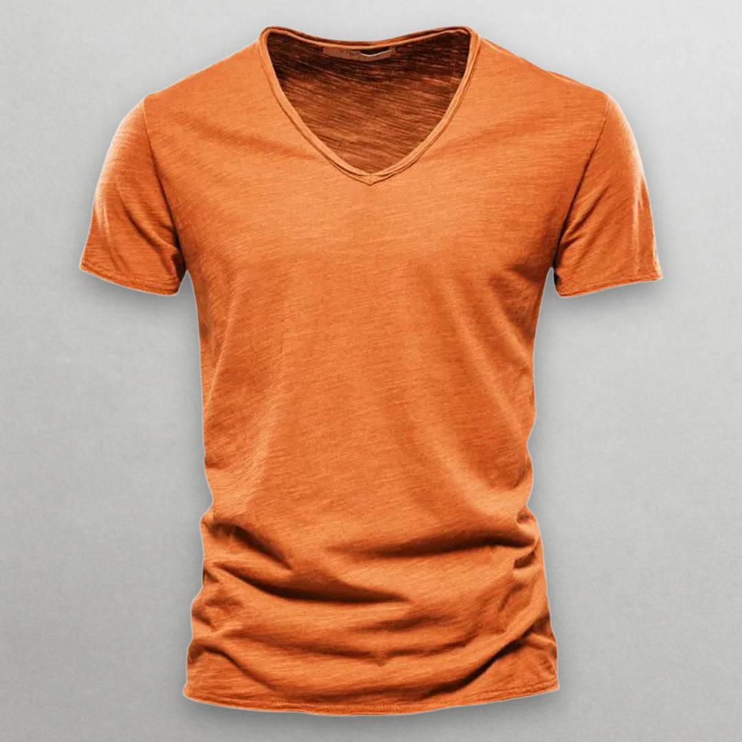 CAMISETA DE ALGODÓN CON CUELLO DE PICO NORI