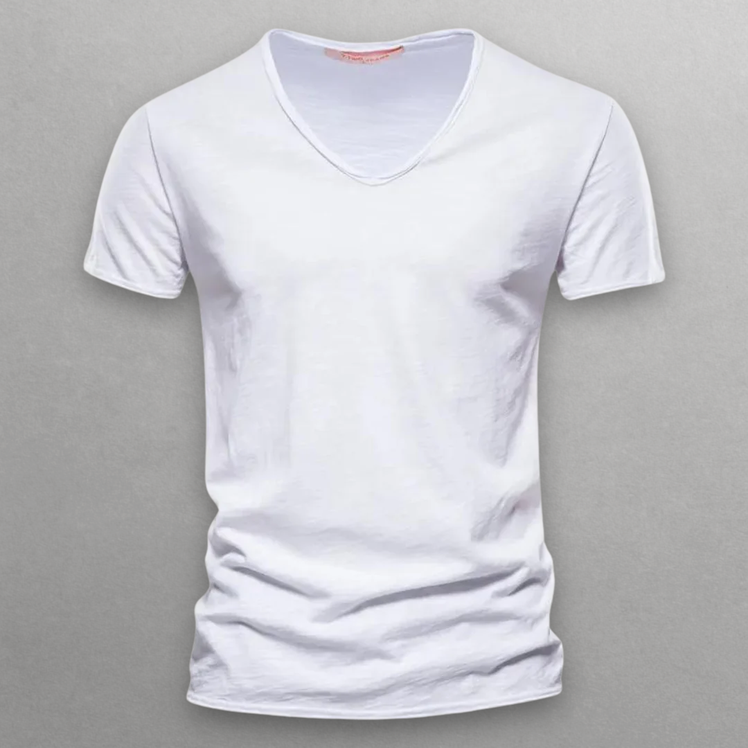 CAMISETA DE ALGODÓN CON CUELLO DE PICO NORI